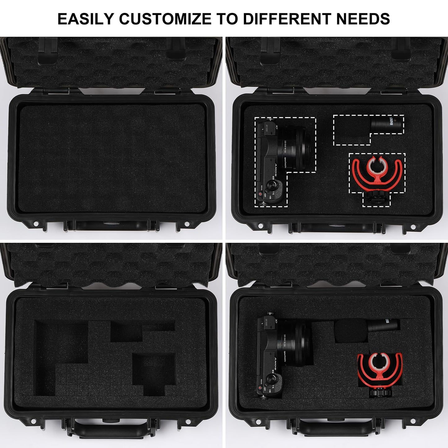 Mayouko Portable Tool Box with Shock- Proof Sponge, Water Proof Grade IP67, Waterproof Hard Case with Foam Insert, Shockproof Carrying Case, Explosion Proof Box, 11.6"L×8.3"W×3.9"H