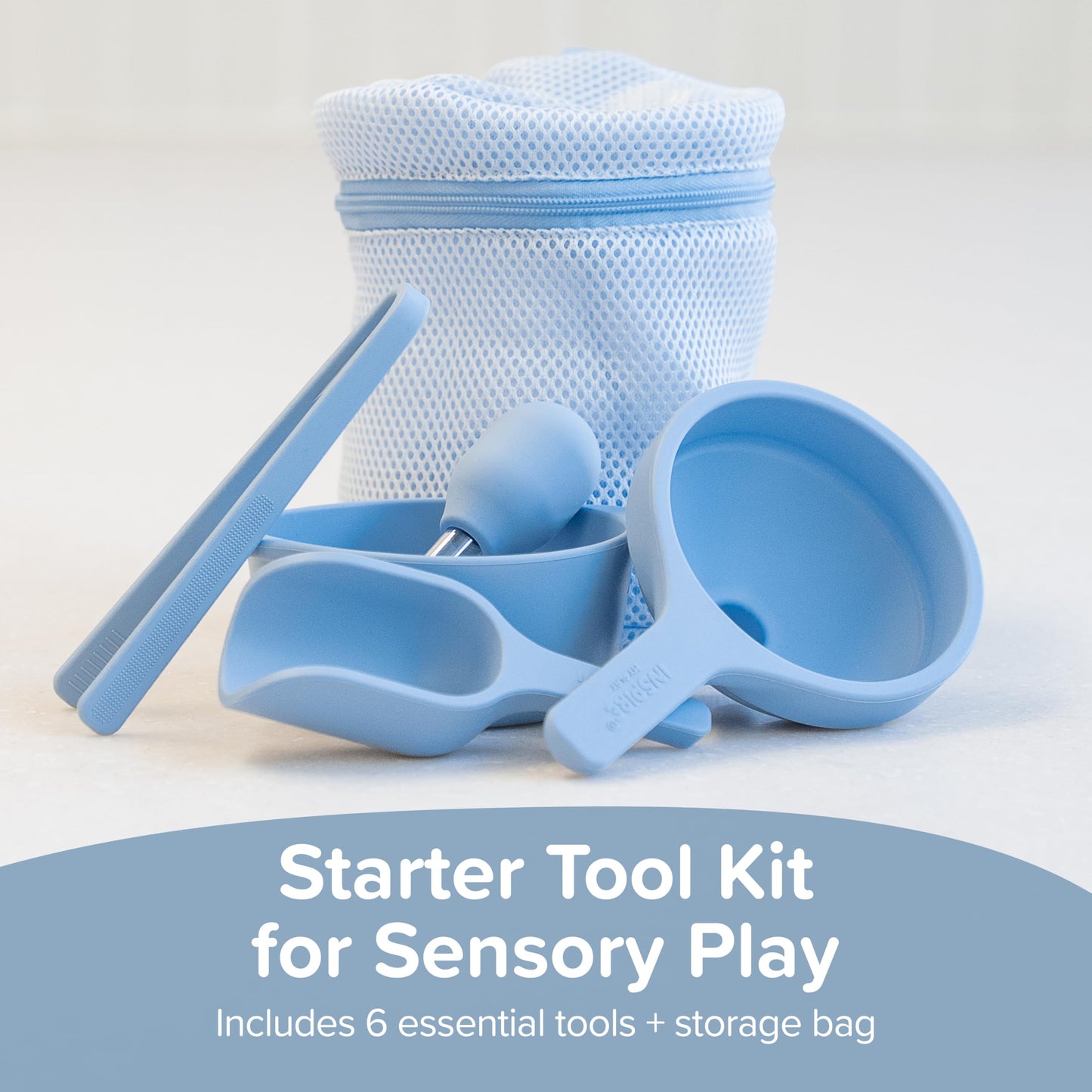 Inspire My Play Blue Sensory Bin Accessories Start Kit - Sensory Bin Toys - Messy Play Tools