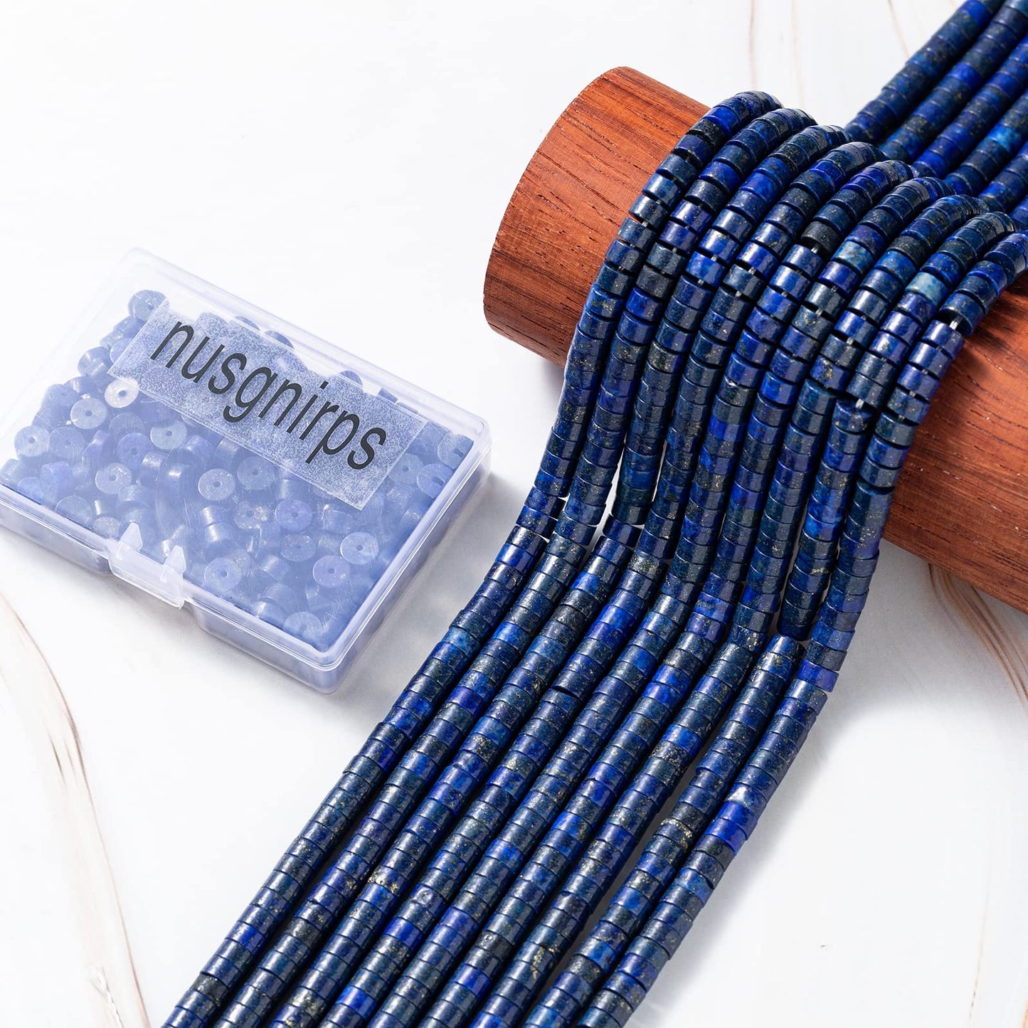 Natural Lapis Lazuli Stone Spacer Beads 6x3mm 38cm/str Flat Round Loose Semi Gemstone Caps for Making Bracelets Necklace