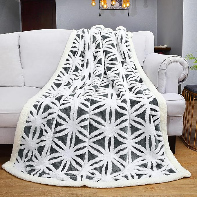 LOMAO Sherpa Fleece Blanket Fuzzy Soft Throw Blanket Dual Sided Blanket for Couch Sofa Bed (Dark Grey, 51''x63'')