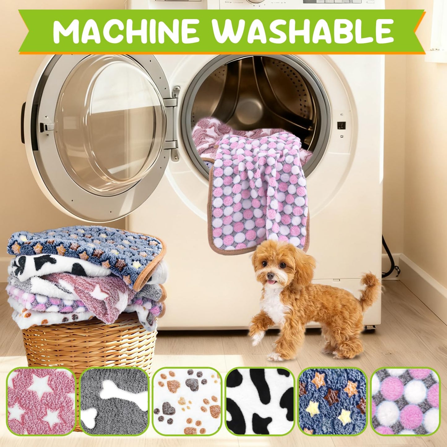 6 Pcs Dog Blanket Super Soft Pet Puppy Blankets Calming Blanket for Small, Medium Dogs Warm Sleep Mat Flannel Blanket for Dogs Puppy Cat (24"×16")