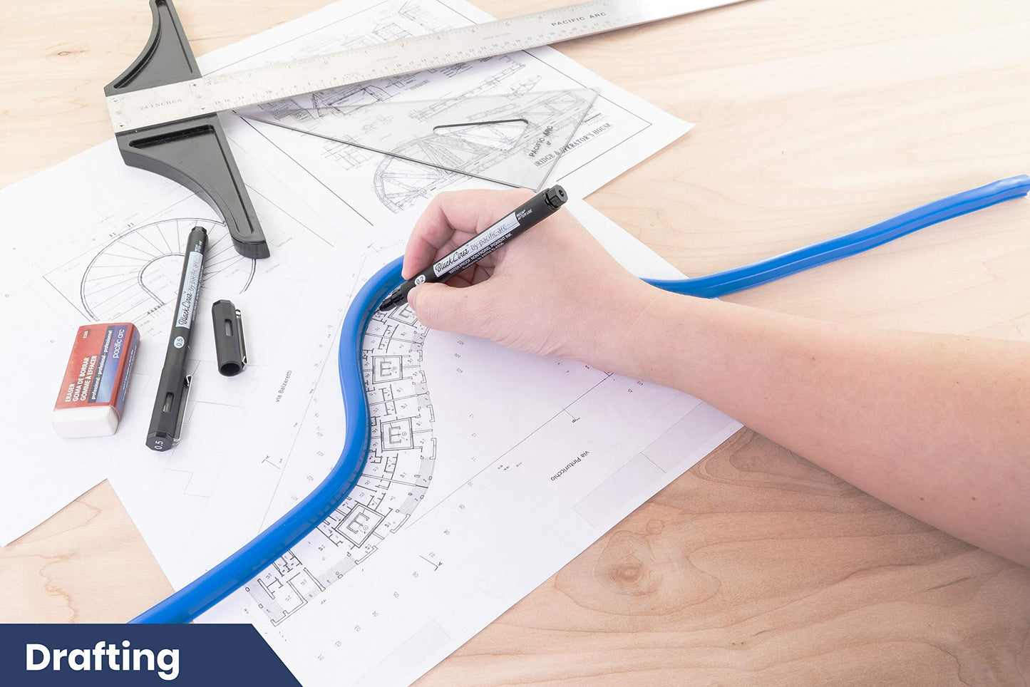 Pacific Arc Flexible Curve 24" with Inking Edge, For Drawing, Pattern making, Engineering, Stencil making