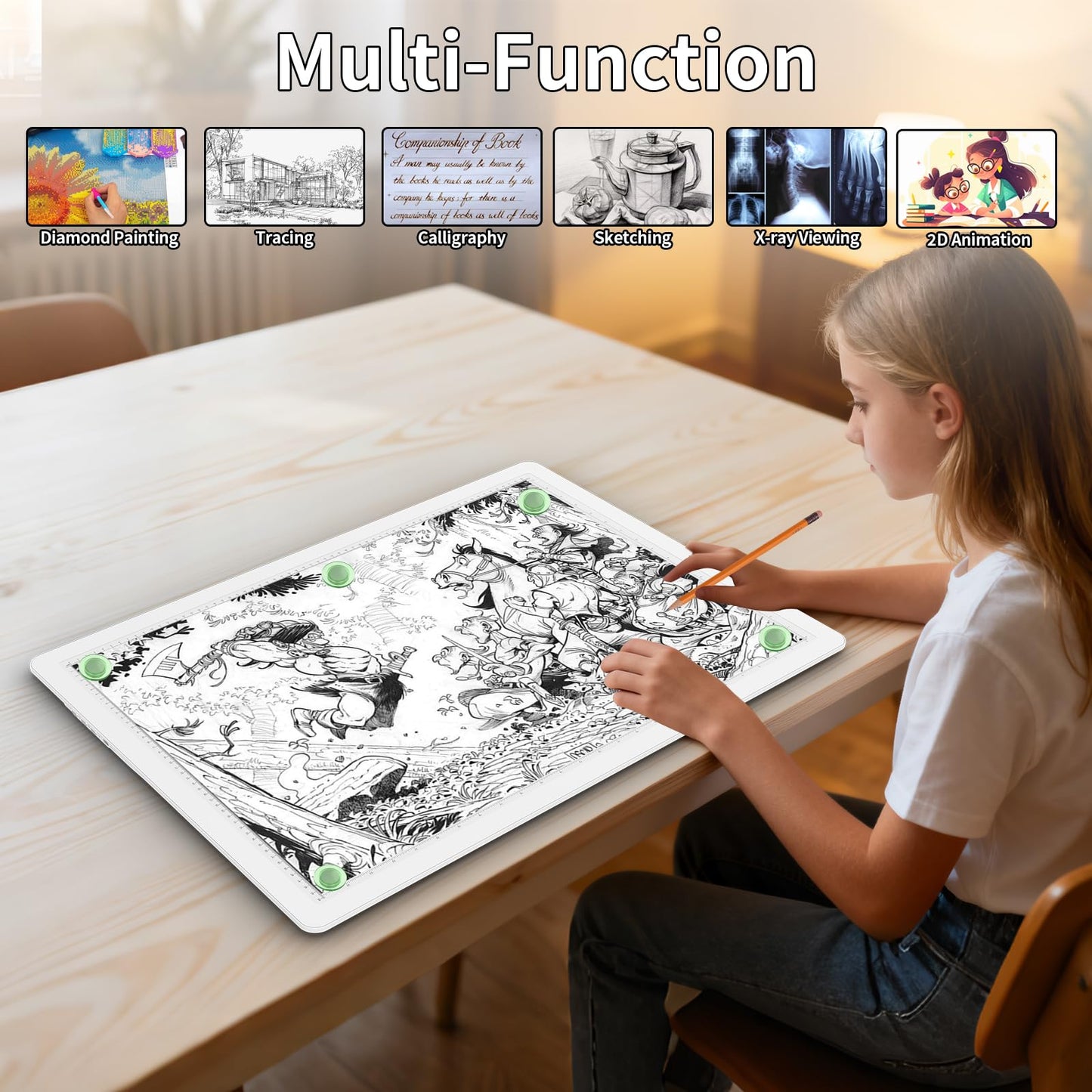 TOHETO Rechargeable A2 Light Pad for Diamond Painting 25.2''x18.4'', Magnetic Diamond Art Light Board, Wireless Lightbox for Tracing and Drawing, Cordless LED Light Table for Sketching, Weeding Vinyl