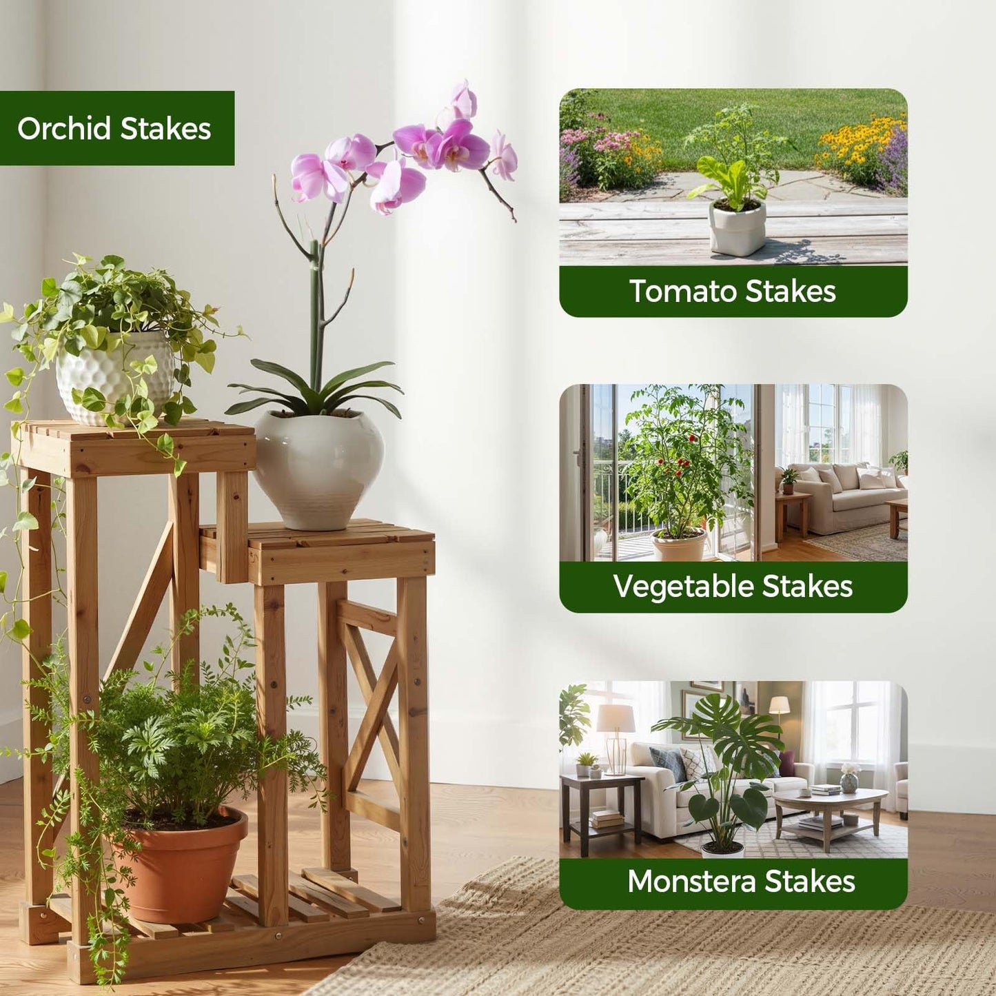 10 Pack Stackable Monstera Plant Support Stakes, Adjustable Plant Supports for Small Indoor Potted Plants, Pothos, Philodendron, Ivy & Climbing Vine Plants
