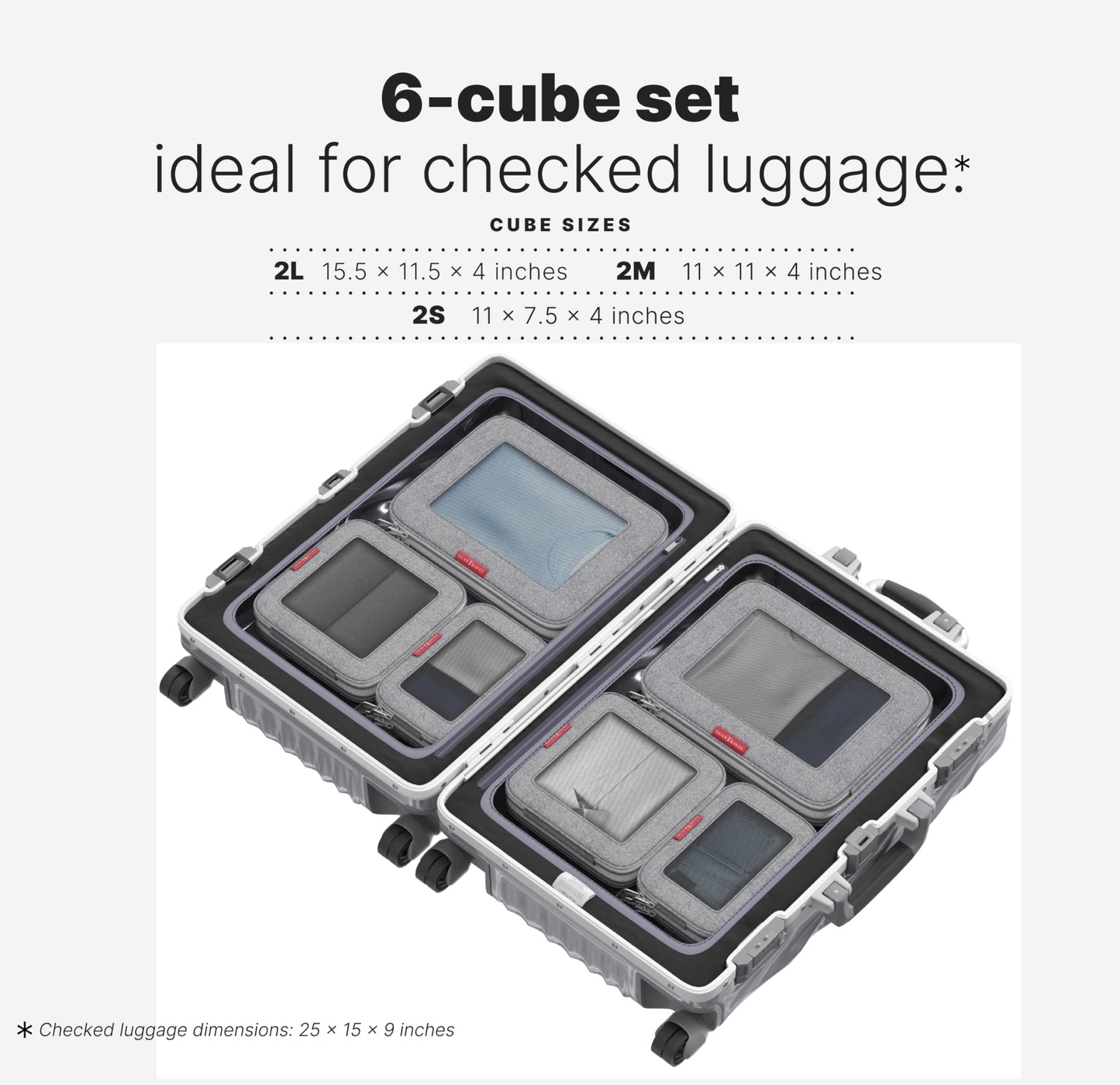LeanTravel Premium Compression Packing Cubes for Travel - Suitcase Organizer Bags with Double Zipper & Breathable Mesh Panel - Space Saving Carry On Luggage Essentials (6-Pack, Grey)