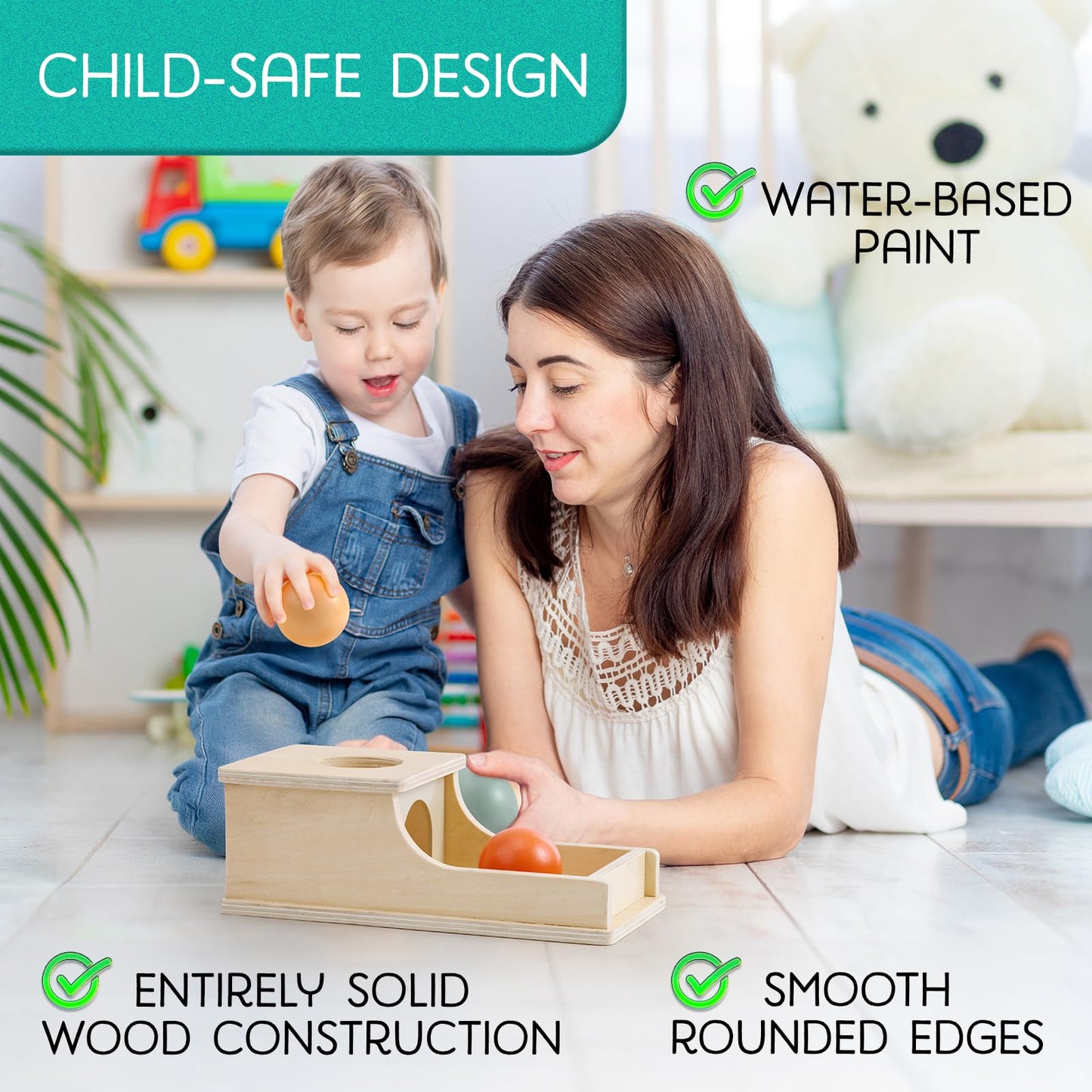 Montessori Mama Object Permanence Box - Montessori Toys for Babies 6-12 Months, Developmental Ball Drop Wooden Toy, Infant Toddler 1 Year Old Learning Essential