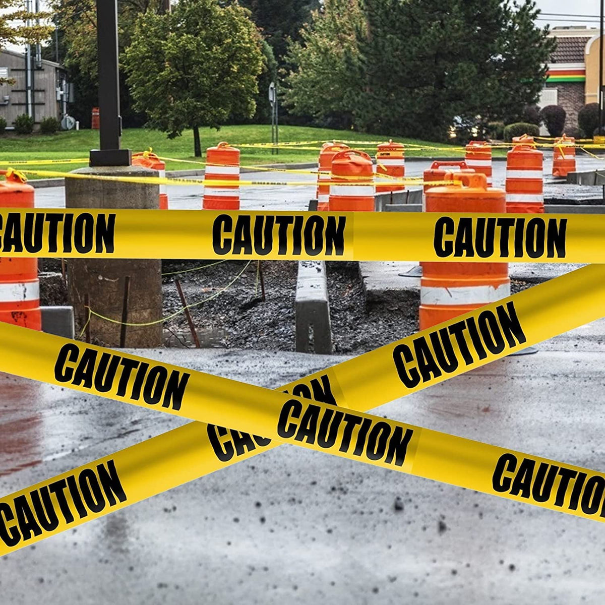 GroTheory Halloween Decorations Caution Tape 2 Pack, 3" x1000ft Safty Tape Yellow Caution Tape Roll, Construction Tape for Danger/Hazard Areas/Crime Scene Halloween Party Decorations