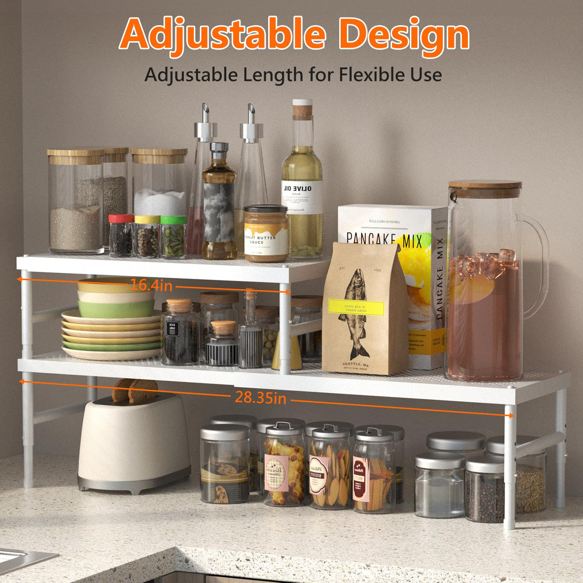 2 Pack Expandable adjustable stackable kitchen organizer