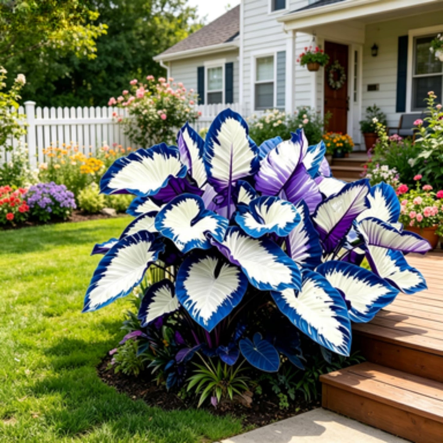 JWDSKT Fast Growing Elephant Ear Pattern - Excellent Landscaping Appeal, Ideal for Shade Gardens, Drought-Tolerant, Striking Colors and Patterns (6)