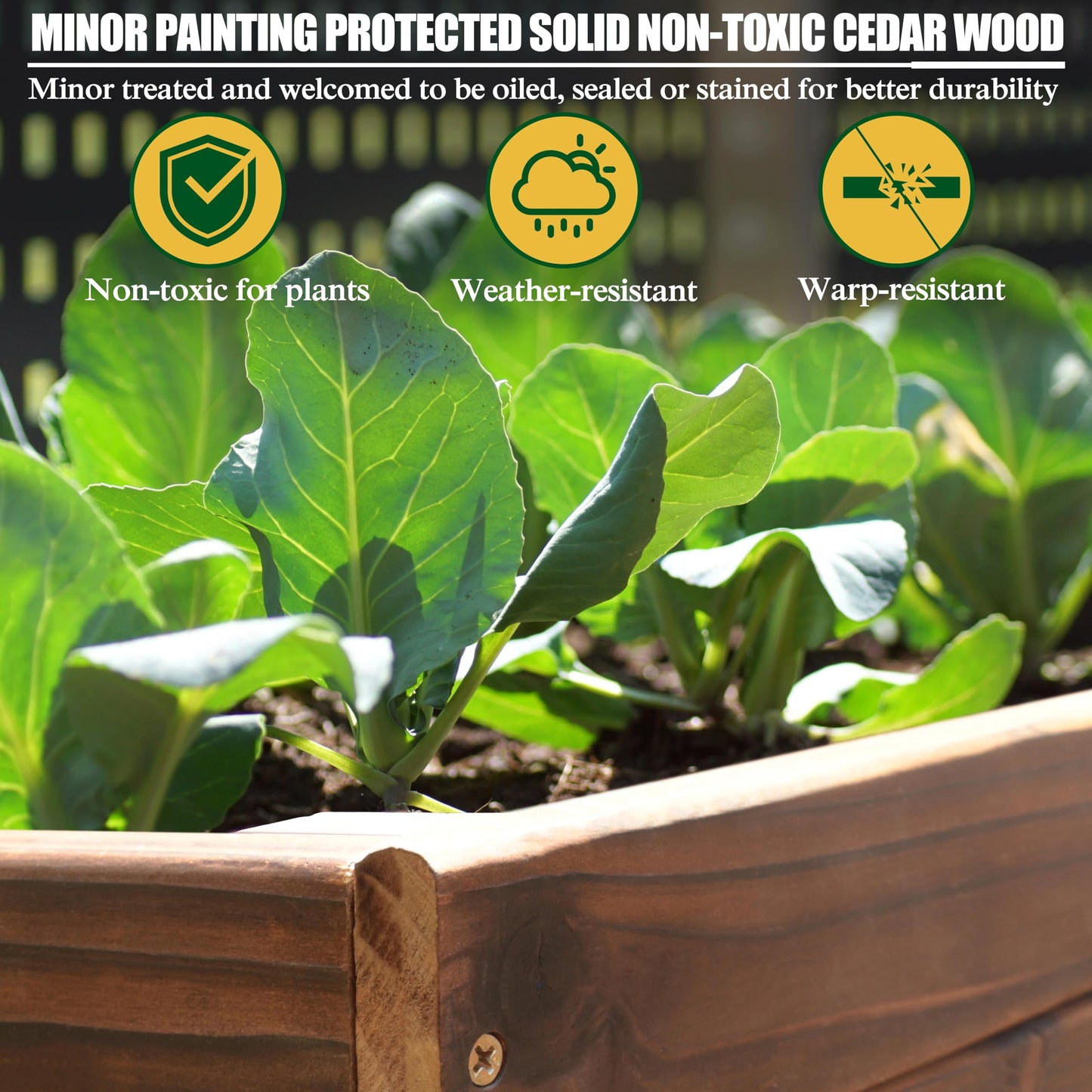 VEIKOU 6x3x2FT Raised Garden Bed, Outdoor Oversize Planter Box with Liner, Cedar Garden Bed with Legs for Vegetables Flower Herb, 837lbs Capacity, Rustic Brown
