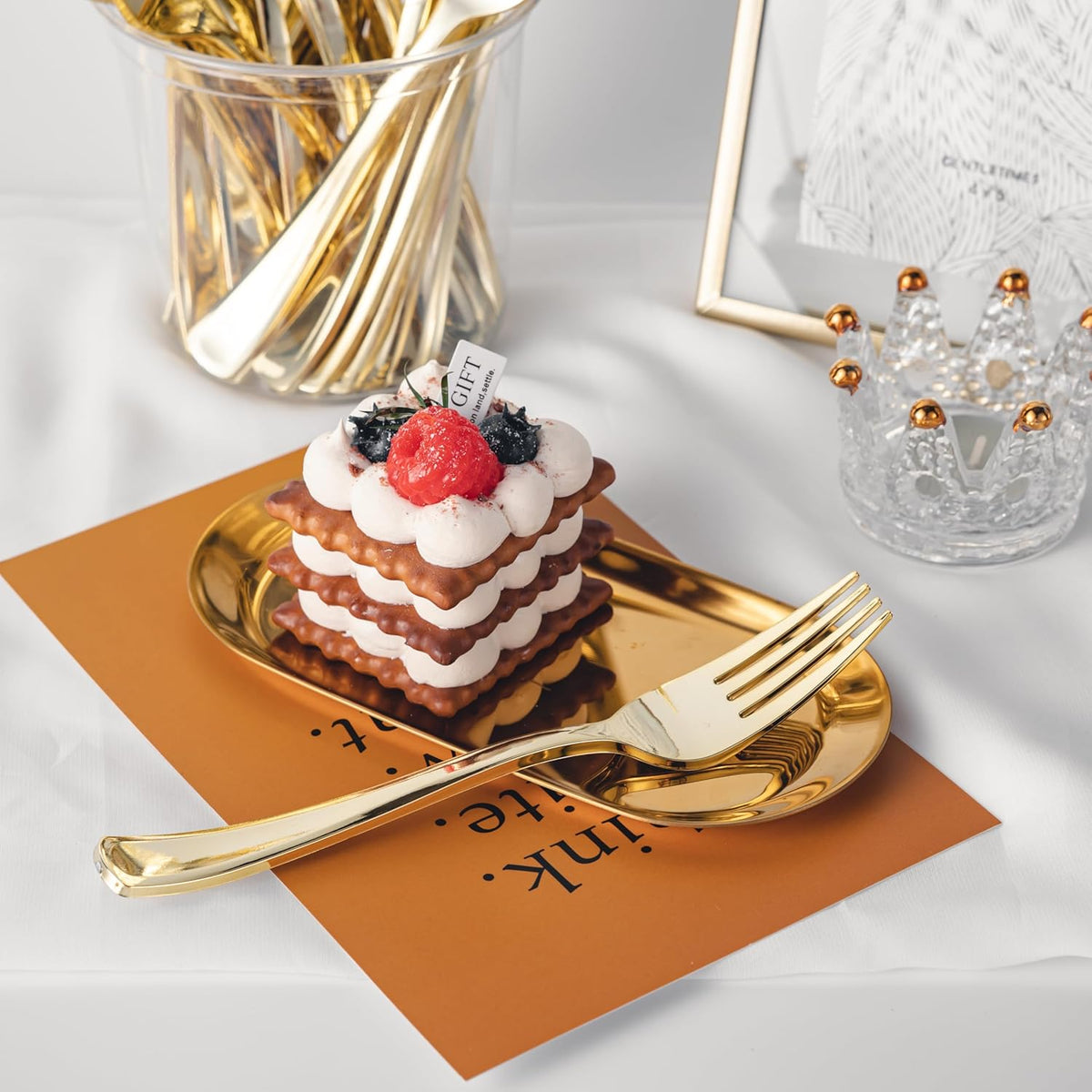N9R 30PCS Gold Plastic Forks Disposable, Solid, Durable and Heavy Duty Plastic Forks Only, Gold Forks Disposable for Parties, Weddings and other Formal Events