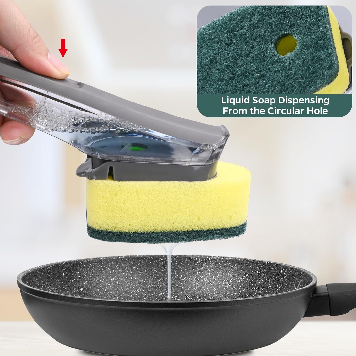 Sponge Dishwand Brush Refills for Scotch-Brite Dishwand - 10 Pack Dish Soap Non-Scratch Brush Refills for Nonstick Pots and Pans, Glass & Tubs（Green