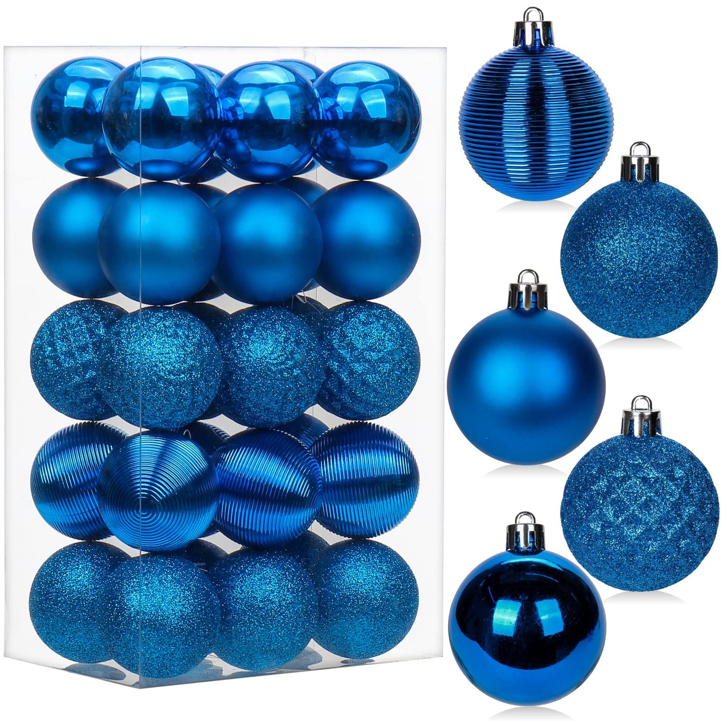 30PCS 2" Christmas Ball Ornaments Shatterproof Blue Christmas Tree Decorations Xmas Tree Balls Halloween Ornaments Décor
