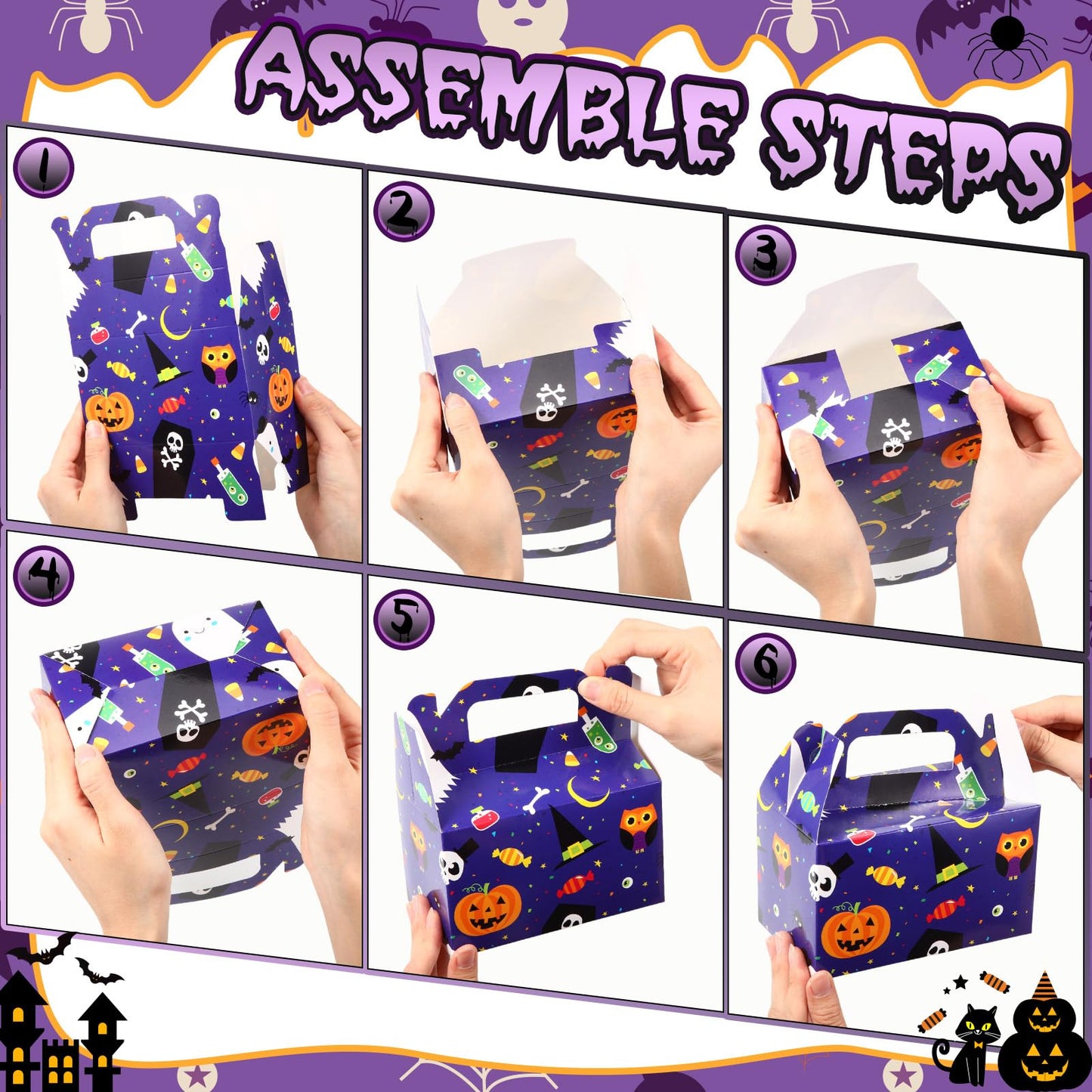 Zhanmai 36 Pack Halloween Treat Goodie Boxes Halloween Ghost Cookie Container Cupcake Snack Box with Handle Party Favor