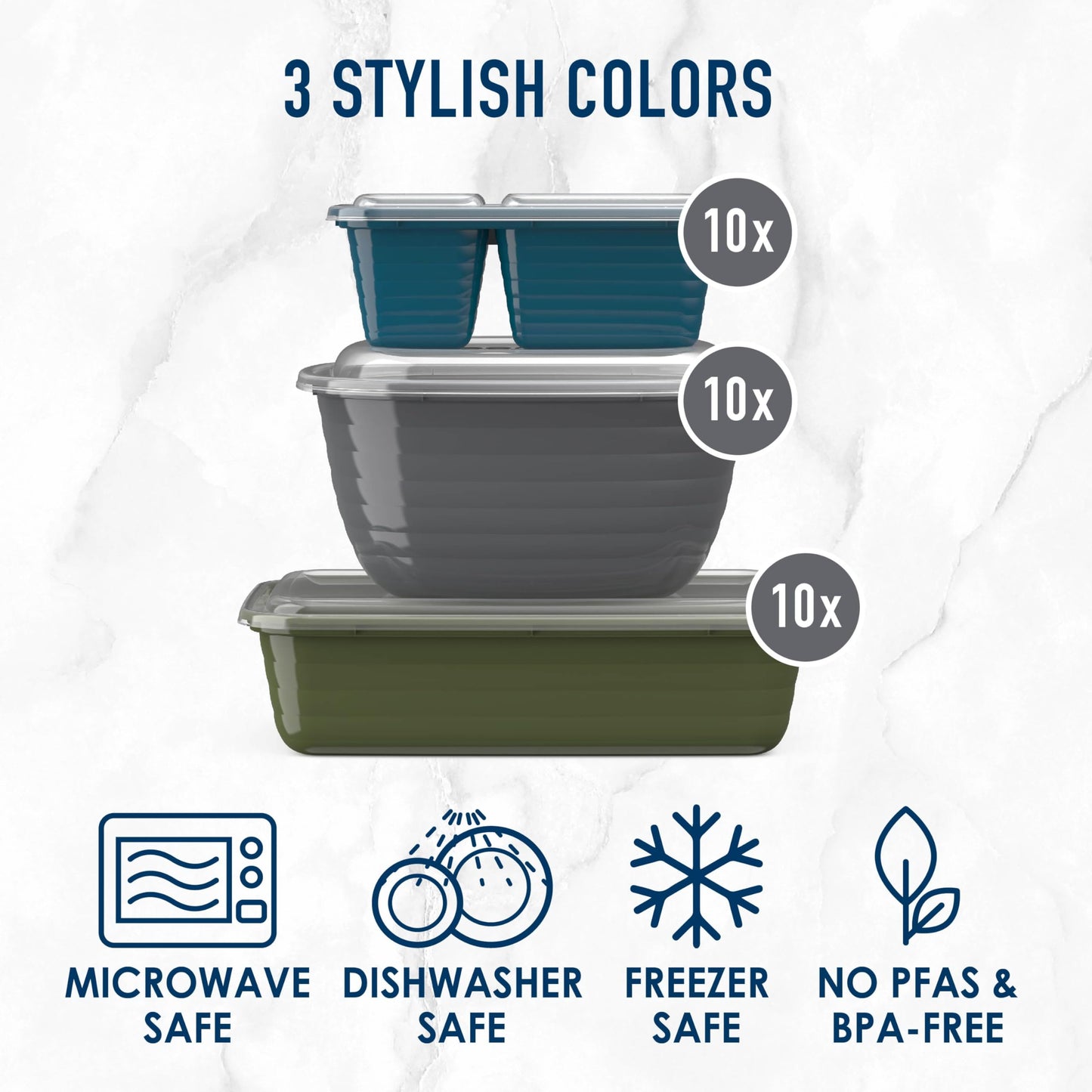 Bentgo Prep 60-Piece Variety Meal Prep Kit - Reusable PFAS & BPA-Free Food Containers 1-Compartment Trays, Prep Bowls, & Snack Boxes - Microwave, Freezer, & Dishwasher Safe (Rich Shades)
