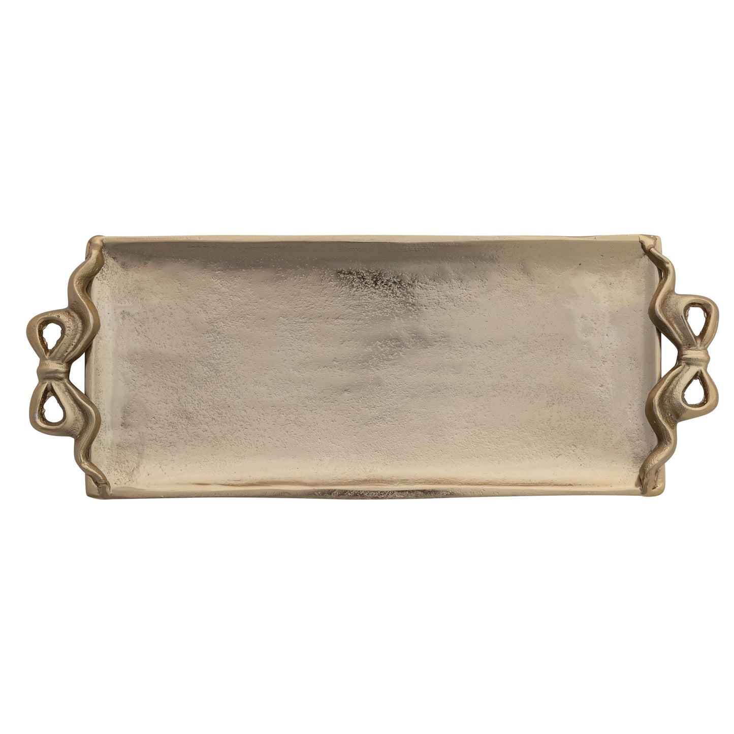 Creative Co-Op Cast Aluminum Rectangle Tray with Bow-Shaped Handles, Gold Finish