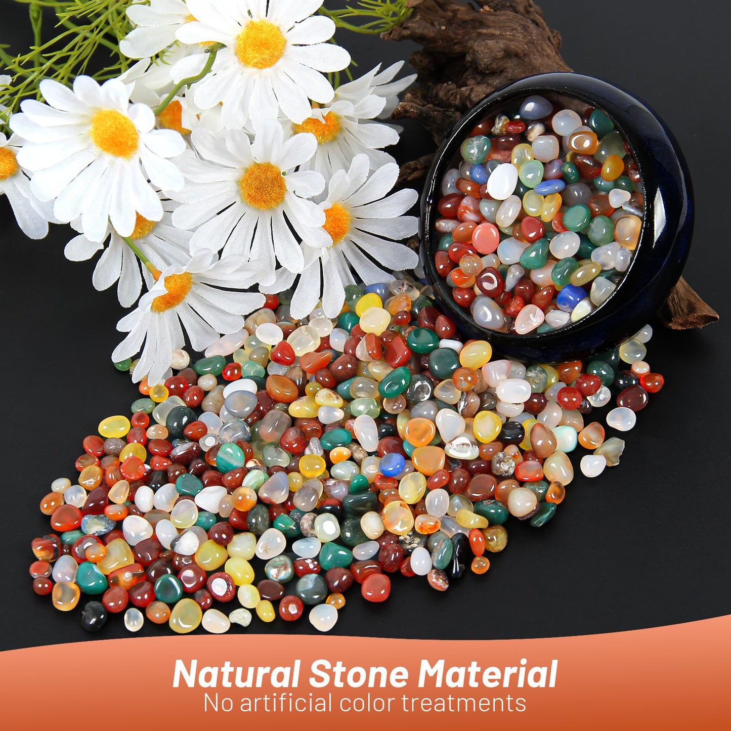 1.1lb Natural Multicolor Agate Crystal Tumbled Chips-Agate Healing Crystals Chips, Crushed Crystal Gemstones for Crafts, Beautiful Package for Gift (Multicolor Agate)