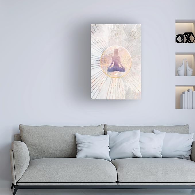Trademark Fine Art Canvas Wall Art - Sarah Manovski 'Marble Yoga Sun Rays' Wall Art for Living Room, Bedroom, or Office Décor