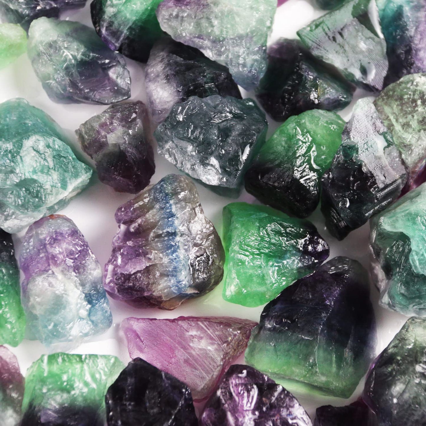 Nvzi Rainbow Flourite Crystals, Crystals and Healing Stones, Rocks for Tumbling, Raw Crystals Bulk, Amathesis Crystal, Calcite Crystal for Decoration, Wicca, Reiki, Chakra and Energy(1LB)