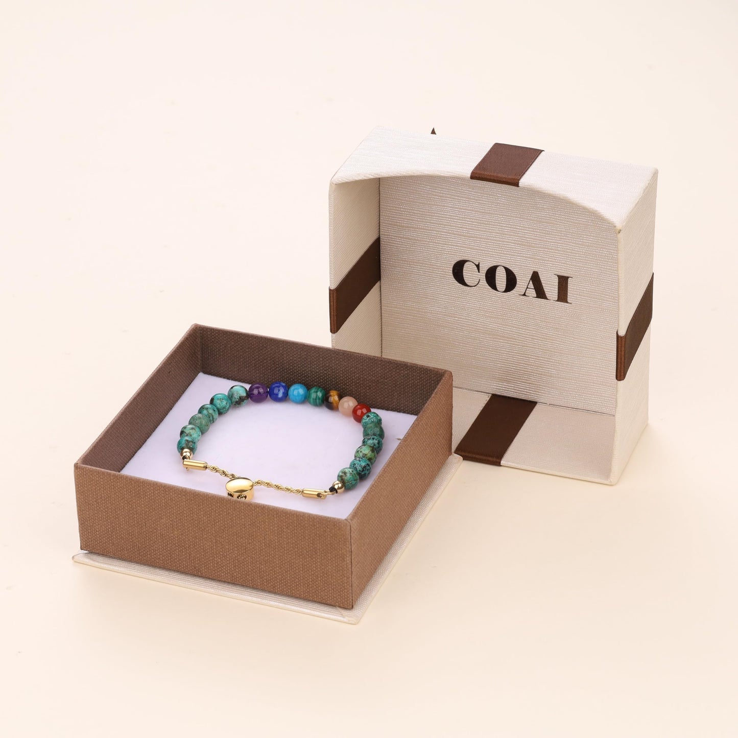 COAI Women's 7 Chakra Bracelet, African Turquoise Beaded Bracelet for Women
