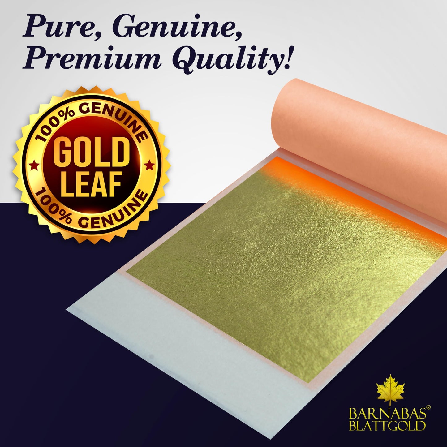 BARNABAS BLATTGOLD Gold Leaf - 23K Real Gold [25 Sheets, 3.4 inches] - Transfer Patent for Painting, Arts and Crafts