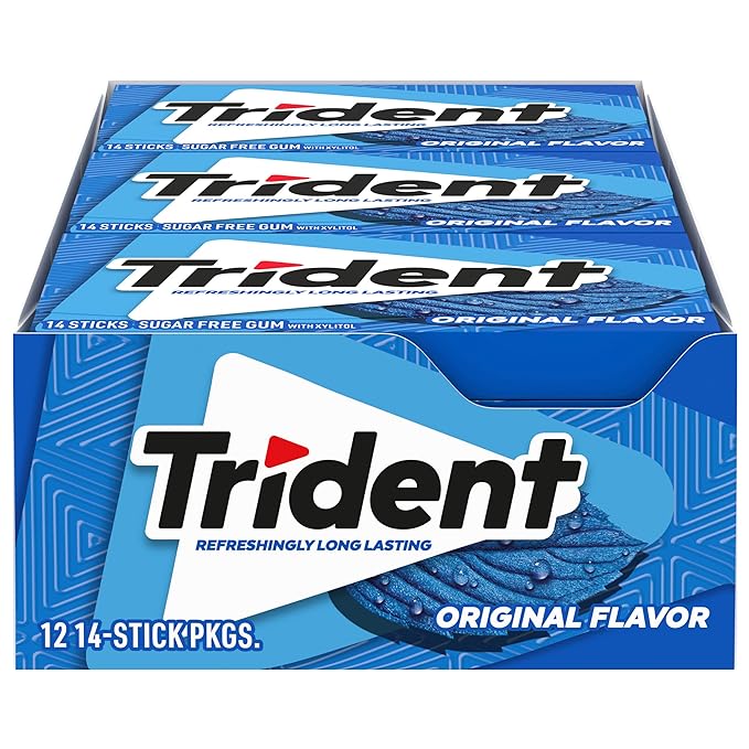 Trident Original Flavor Sugar-Free Chewing Gum, 12 Packs of 14 Pieces (168 Total Pieces)
