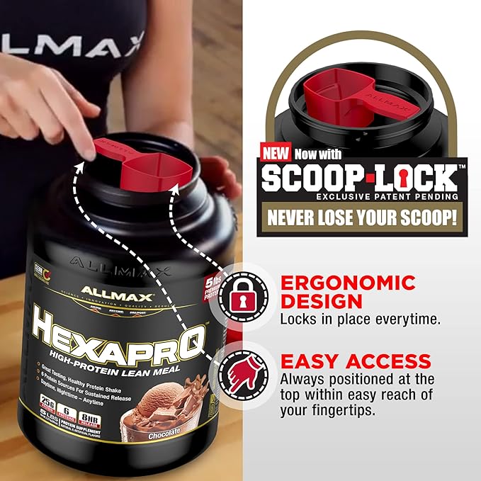 ALLMAX HEXAPRO, Strawberry - 2 lb - 25 Grams of Protein Per Serving - 8-Hour Sustained Release - Zero Sugar - 21 Servings