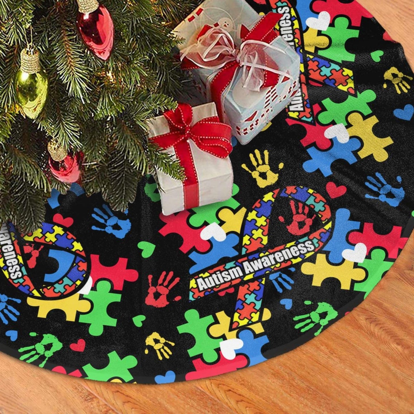 Autism Awareness Tree Skirt Christmas Tree Ornaments Tree Skirt for Christmas Decoration 30"