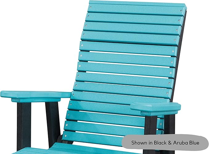 DutchCrafters Modern Horizontal Slat High Back Poly Adirondack Swivel Glider Outdoor Patio Chair (Tudor Brown & Cedar)
