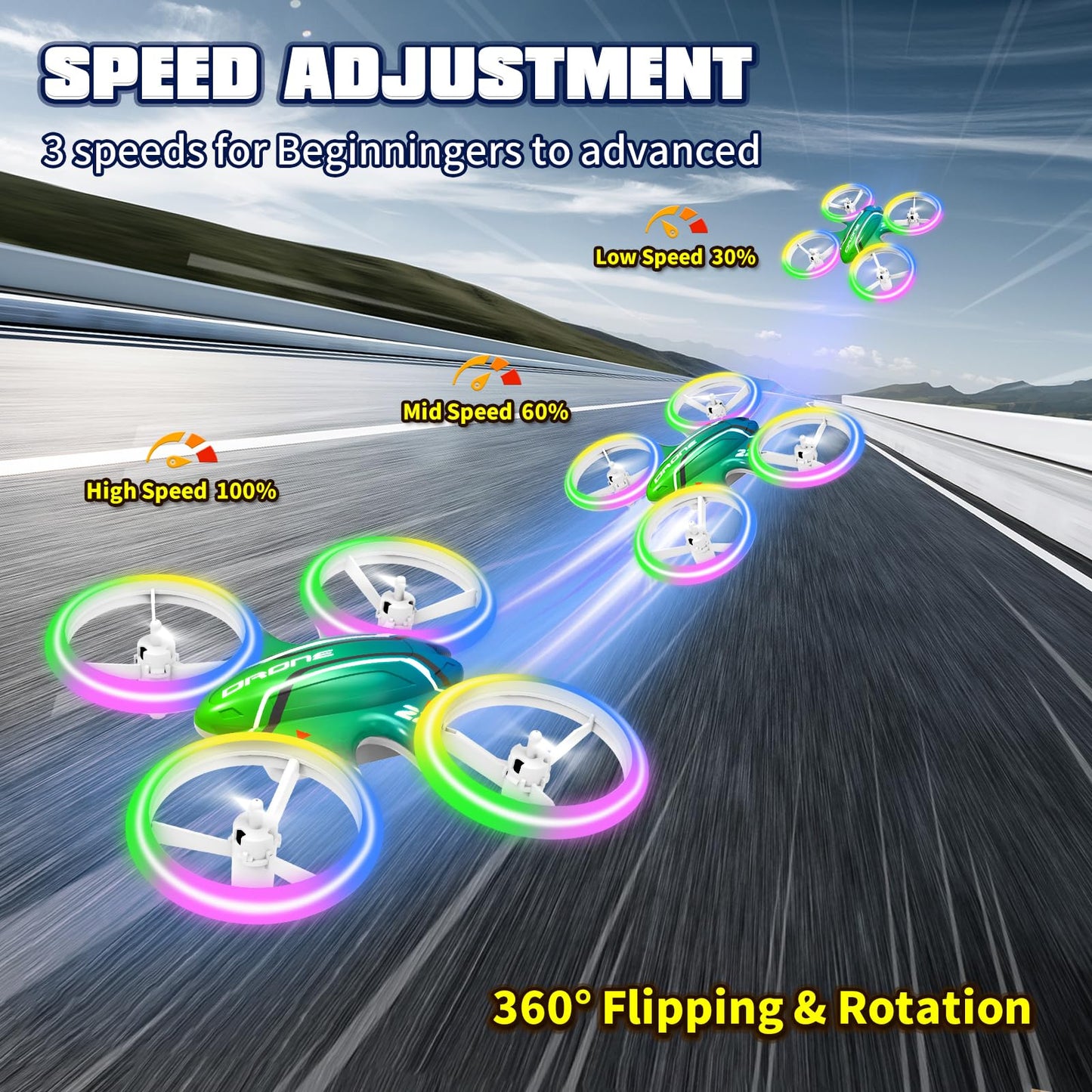 Mini Drones for Kids Beginners,Remote Control RC Quadcopter with Altitude Hold and 3D Flips with LED Lights and 2 Batteries,Full Propeller Protect,Toys for Boys and Girls