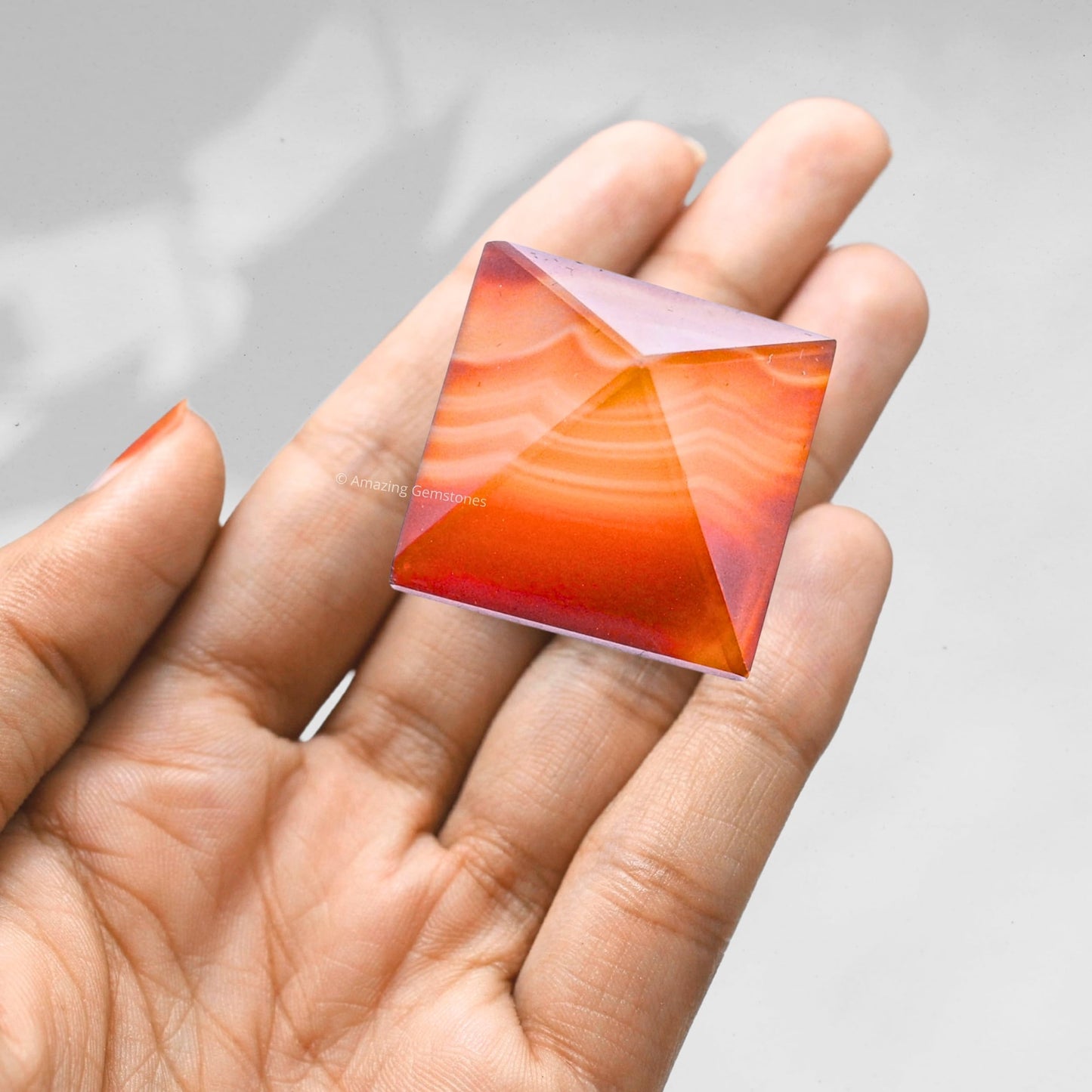 Amazing Gemstone Carnelian Onyx Pyramid Crystal Healing Stones - 1" Great Pyramid Figurine of Natural Stone Pyramid for Meditation, Reiki, Chakra Balancing and Crystal Pyramids Grid