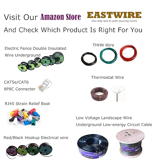 eastwire 18/6 25ft Thermostat Doorbell HAVC Heating Control Cable Wire, 100% Solid Copper Conductors CL2 ETL Listed, UV Resistant RoHS for Indoor/Outdoor Low Voltage Applications Use Brown