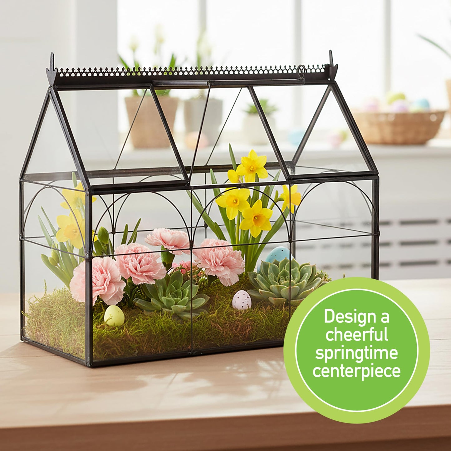 D'Eco Glass Greenhouse Centerpiece (10x4.5x9) - Spring Home Decor & Wedding Letterbox - Tabletop Geometric Planter Terrarium - Fill with Succulents, Moss, Flowers for Plant Lovers