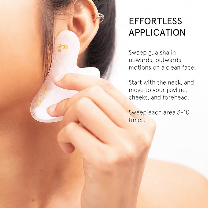 grace & stella Gua Sha Massage Tool, Rose Quartz, Face Sculpting, Lymphatic Drainage, Depuffing
