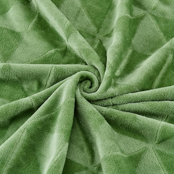 SOCHOW Triangle Textured Flannel Fleece Throw Blanket, Super Soft Lightweight Cozy Warm Plush Blanket for Bed Couch Sofa, 60 x 80 Inches, Sage Green