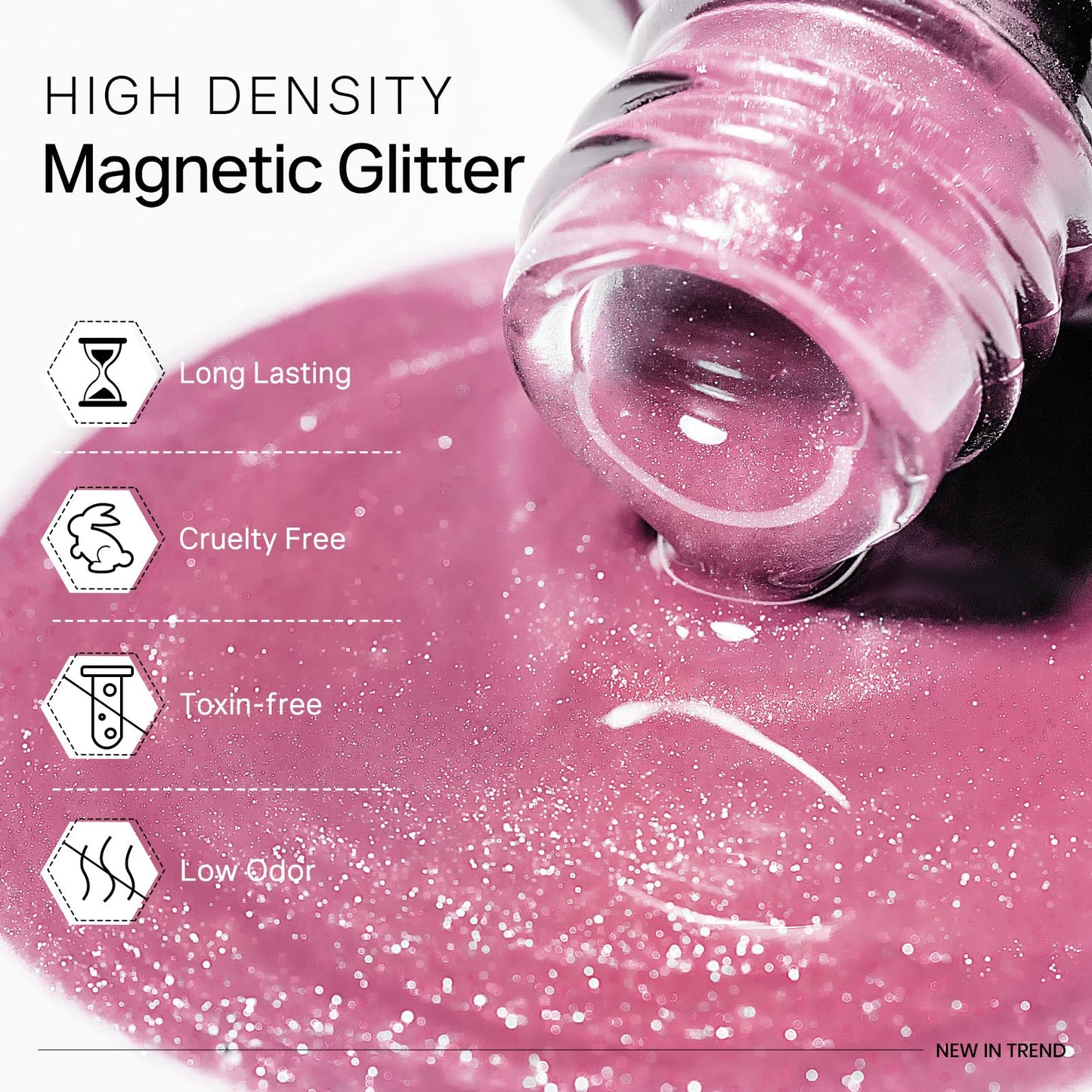 MIZHSE Cat Eye Gel Nail Polish, 8 Colors Pink Magnetic Gel Polish Set with Magnet Stick, Ceramics Effect Translucent Cats Eye Nails Soak Off Nail Art Manicure Home DIY Gift for Women