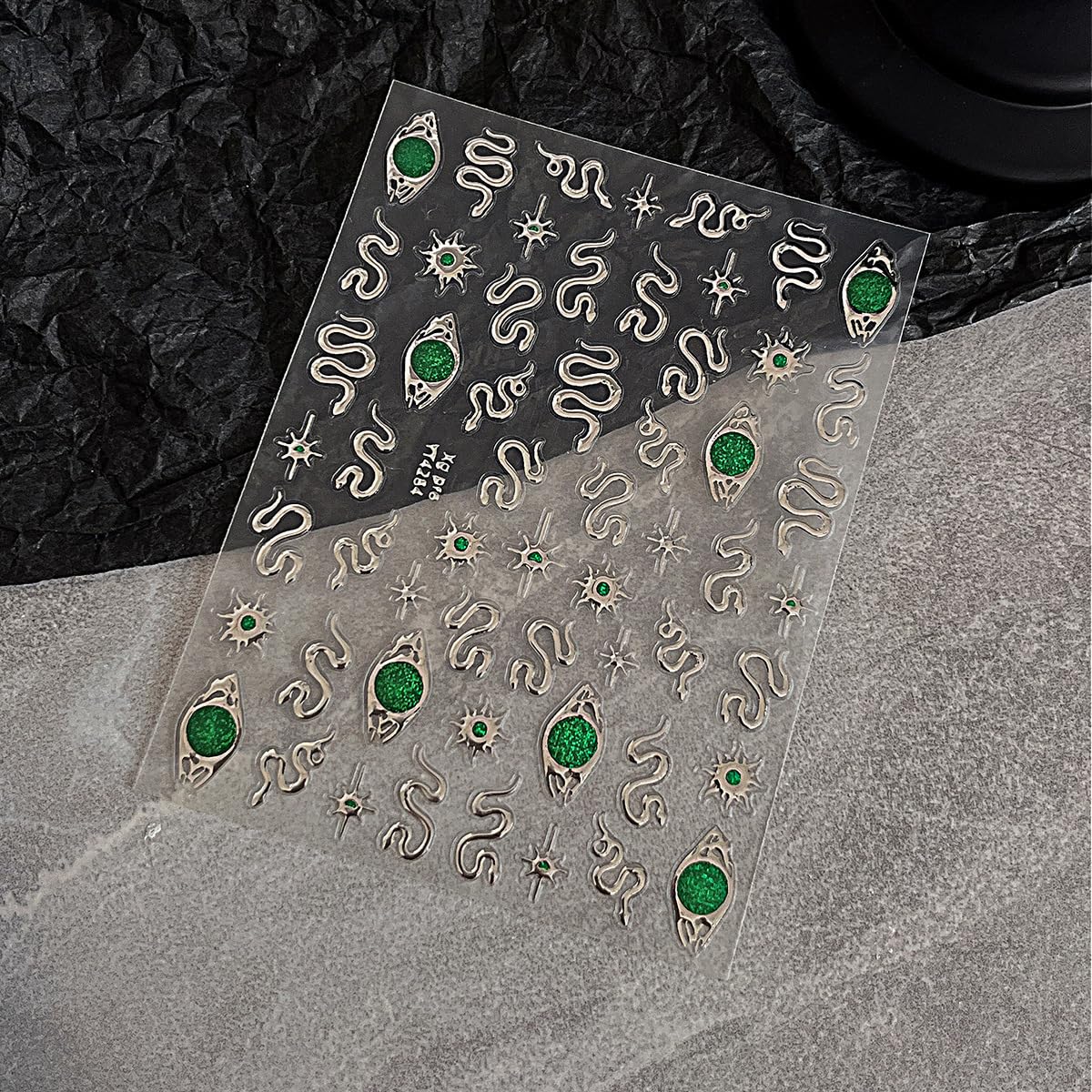 2 Sheets Halloween Nail Art Stickers 5D Gold Silver Snake Nail Decals Goth Nails Art Supplies Star Sun Snake Bronzing Designs Self Adhesive Nail Sticker for Women Manicure Tips Accessories