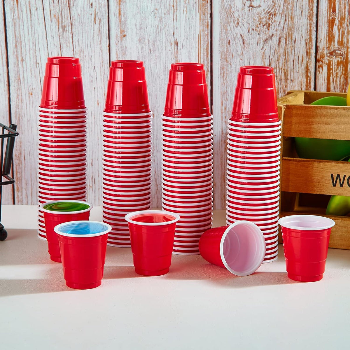 Lilymicky 1080 PACK 2 oz Plastic Shot Glasses, Mini Red Disposable Shot Cups for Parties, Carnivals, and Any Events
