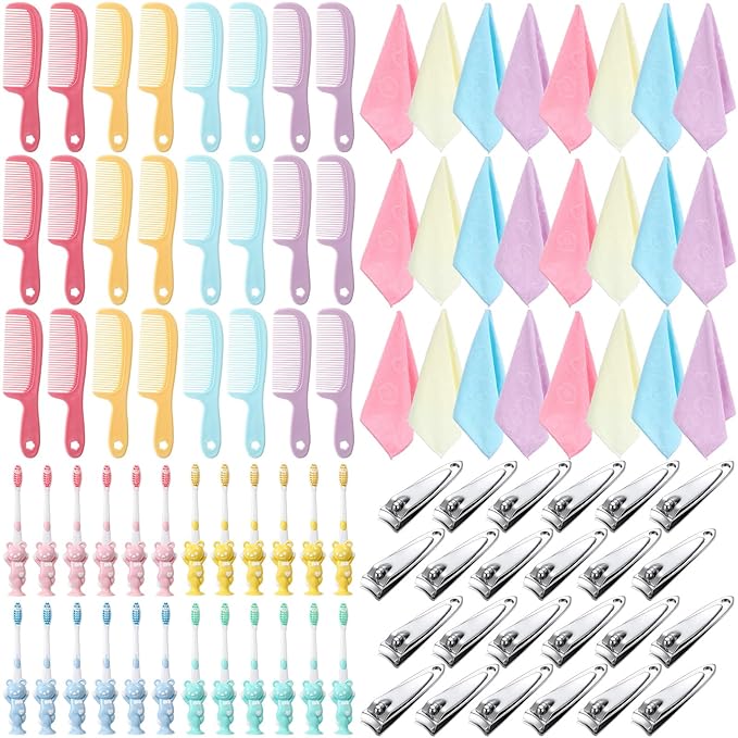 Chengu 96 Pcs Operation Christmas Bulk Items for Child, Kids Hygiene Kit Include Toothbrushes, Towels, Nail Clippers and Combs for Christmas Charity Box Supplies Xmas Gift Fillers for Boys & Girls