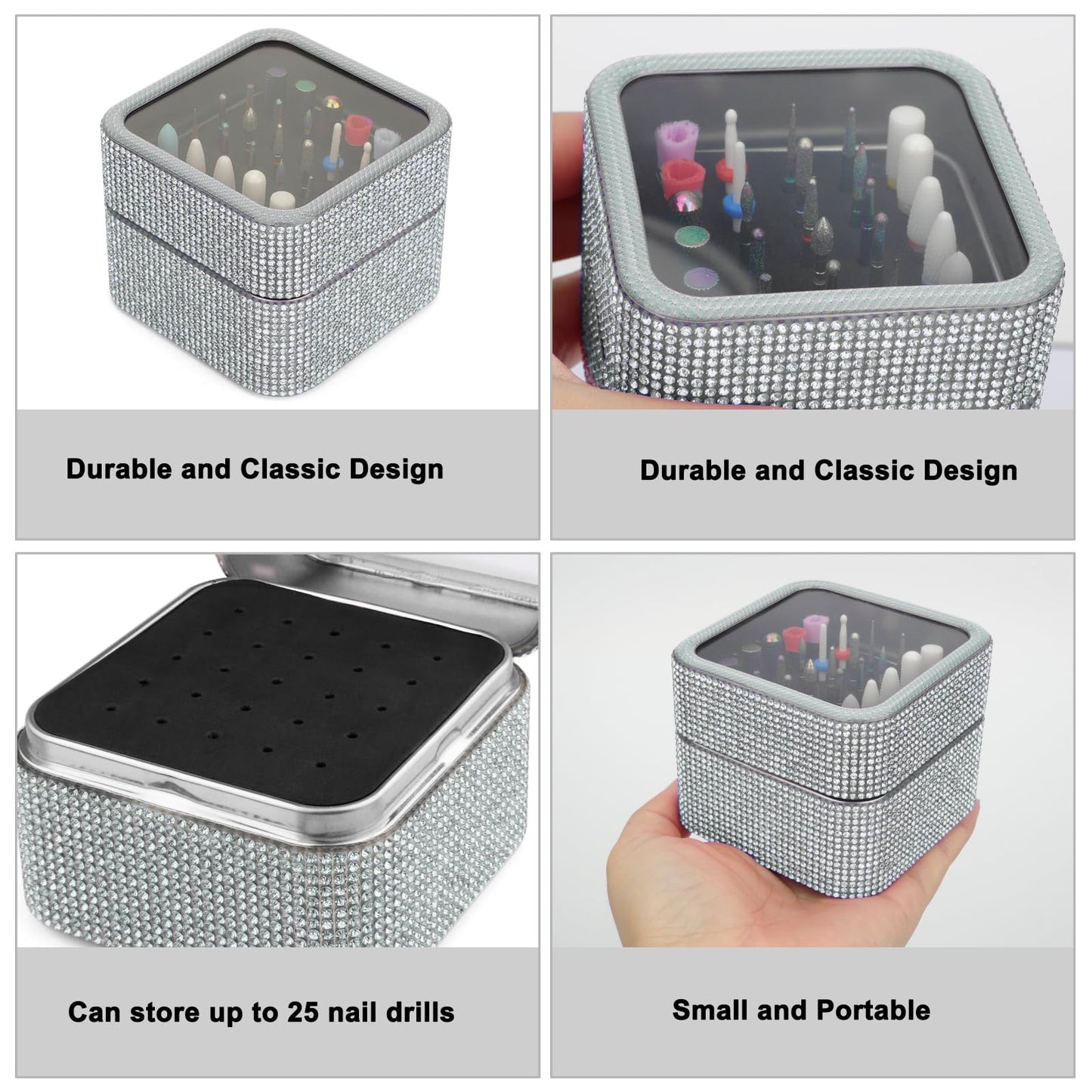 Cellentool 25Pcs Nail Drill Bits Set with Storage Box, 3/32 Inch Tungsten Ceramic Diamond Carbide Nail Drill Bits for Acrylic Gel Polish, Cuticle Efile Remover for Manicure Pedicure