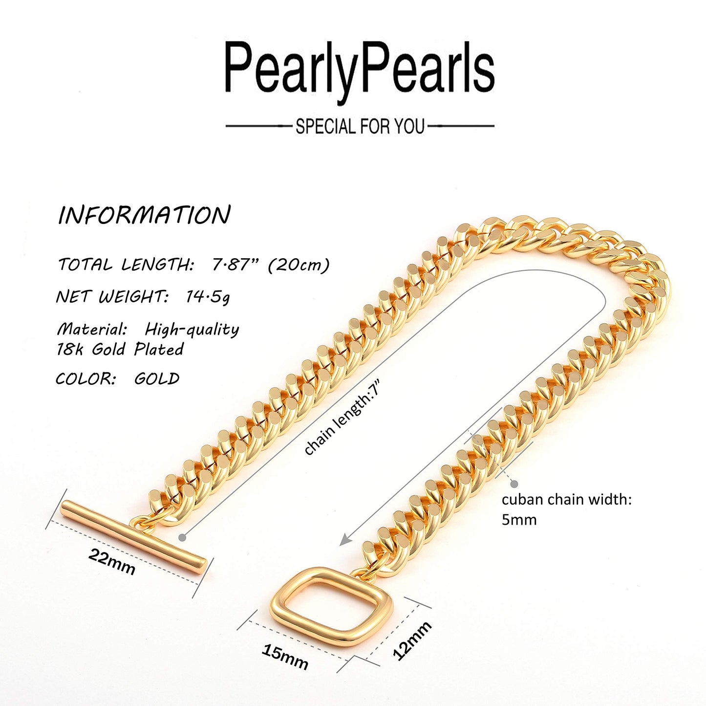 SOFYBJA 18K Gold Cuban Link Chain Bracelets for Women Statement Dainty Chunky Curb Bracelet Personalized for Women