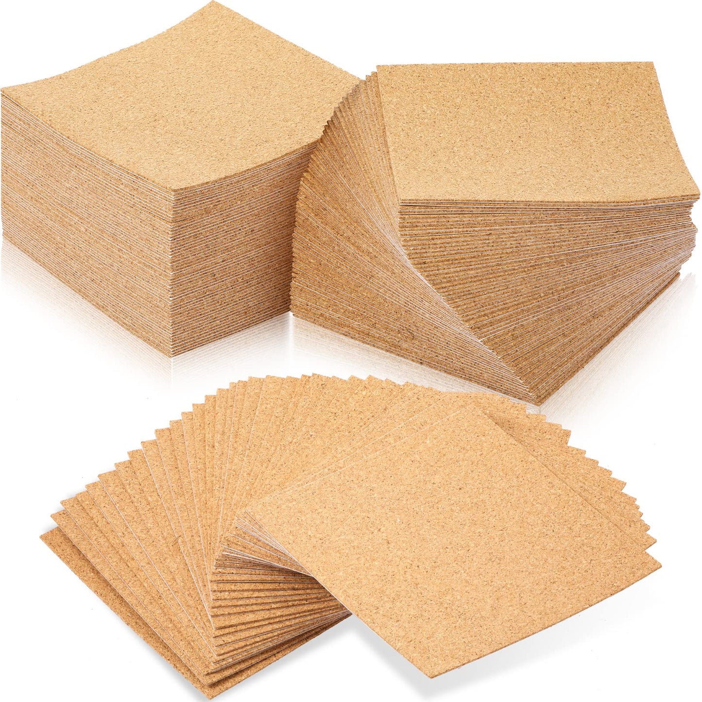 Yalikop 120 Pieces Self Adhesive Cork Sheets 4 x 4 Inches Squares Cork Backing Adhesive Sticky Sheets Mat for Coasters Halloween Thanksgiving Christmas DIY Crafts Supplies(Square)