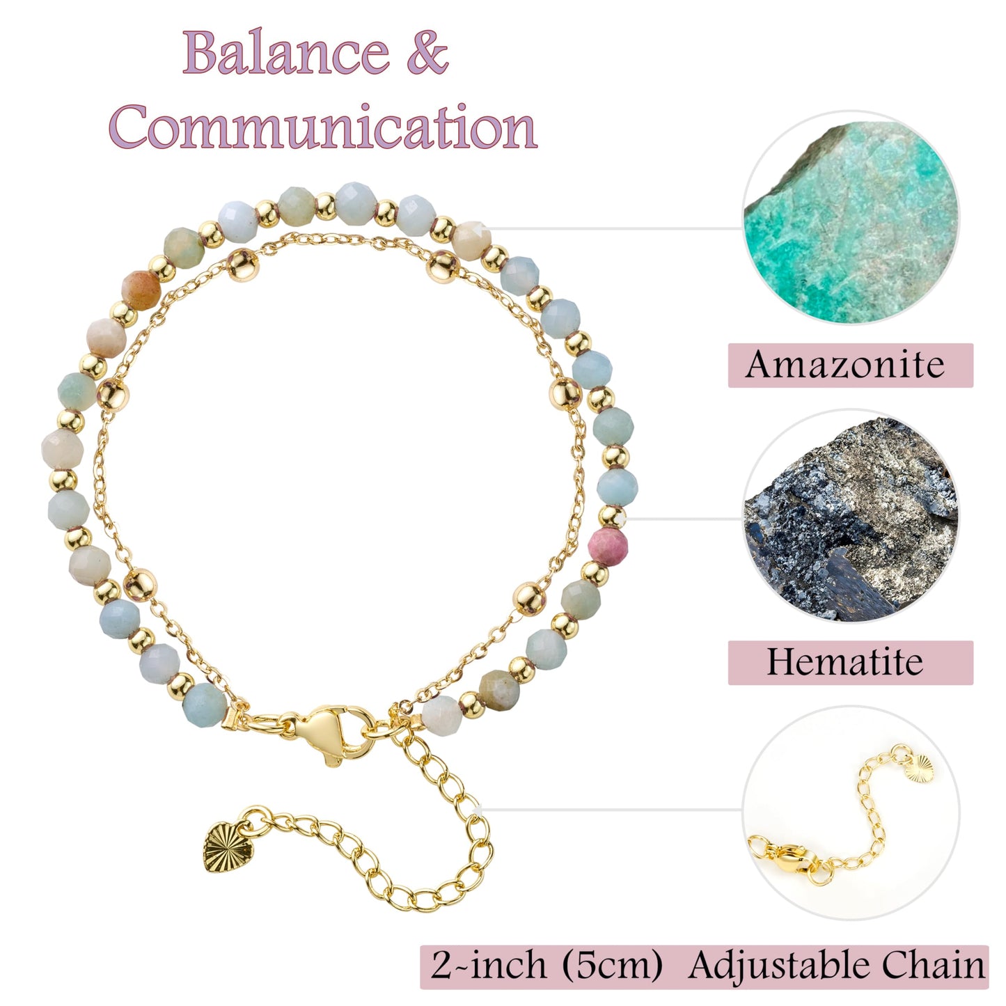 Farfume Amazonite Crystal Bracelet Beaded Bracelets for Women 4mm Natural Stone Beads Gemstone Handmade Jewelry Valentine's Day Gifts