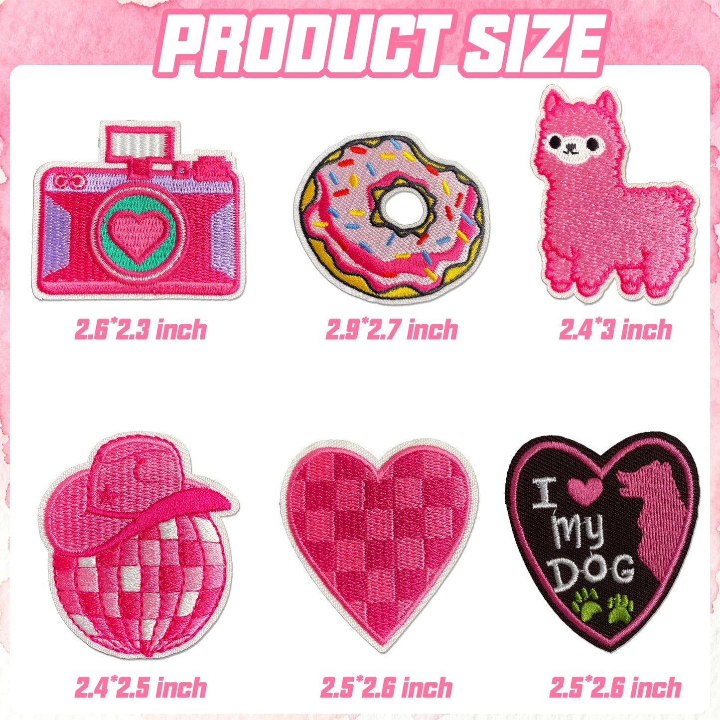 60Pcs Pink Iron on Patch, Random Assorted Styles Pink Theme Iron on Patches for Girls, Cute Preppy Applique Patches for Clothes, Dress, Hat, Jeans, DIY Accessories