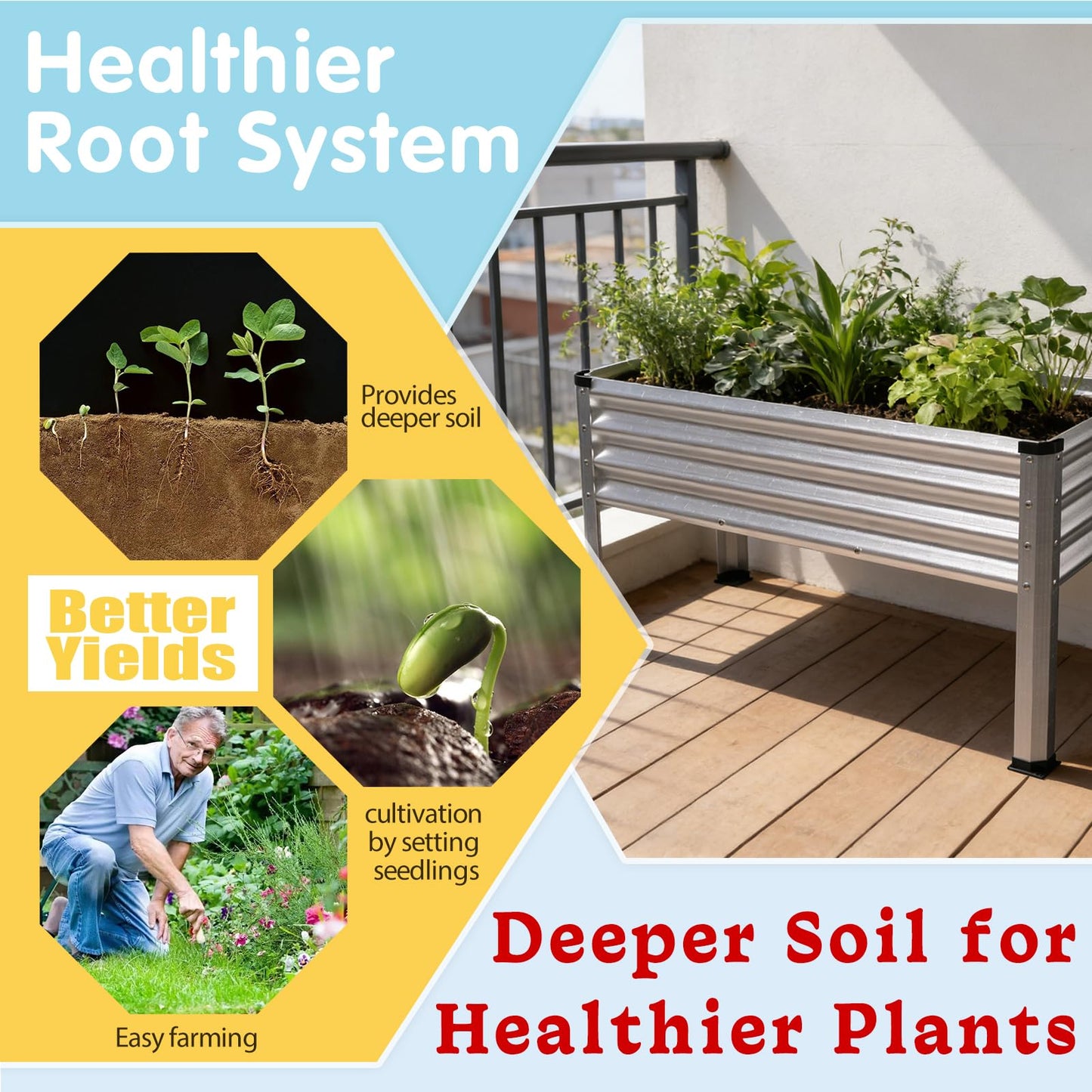 Yardbliss Large Galvanized Raised Garden Bed Outdoor with Legs, Load Capacity 1200LB, 48x26x30in Raised Garden Bed, for Backyard/Patio/Balcony/Gardening/Vegetables Flowers, Sliver