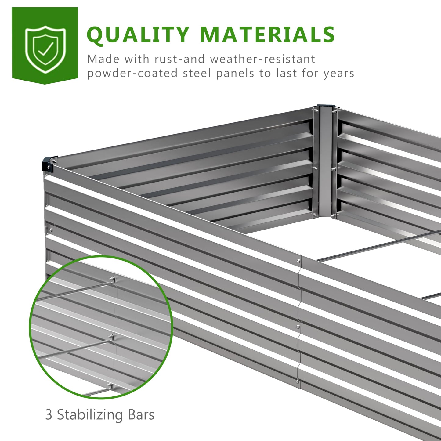 Henshwon 2PCS 10x3x1ft Galvanized Raised Garden Bed Kit,Metal Planter Box for Vegetables,Flowers,Herbs Durable Rust-Resistant Patio Gardening Beds,Silver