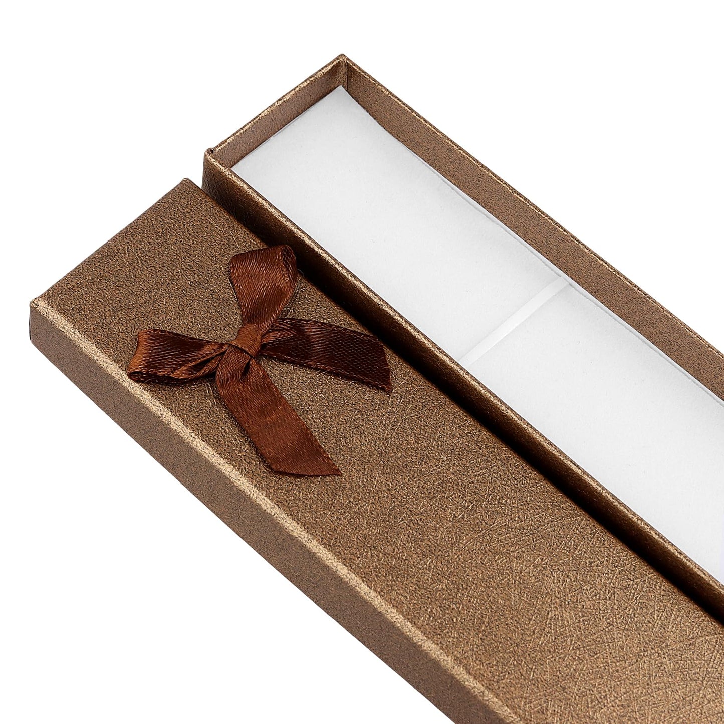 PINGEUI 50 PCS Empty Pen Gift Boxes, Brown Cardboard Pen Case Presentation Box, Jewelry Display Boxes with Bow Decor for Business Birthday Office Supplies