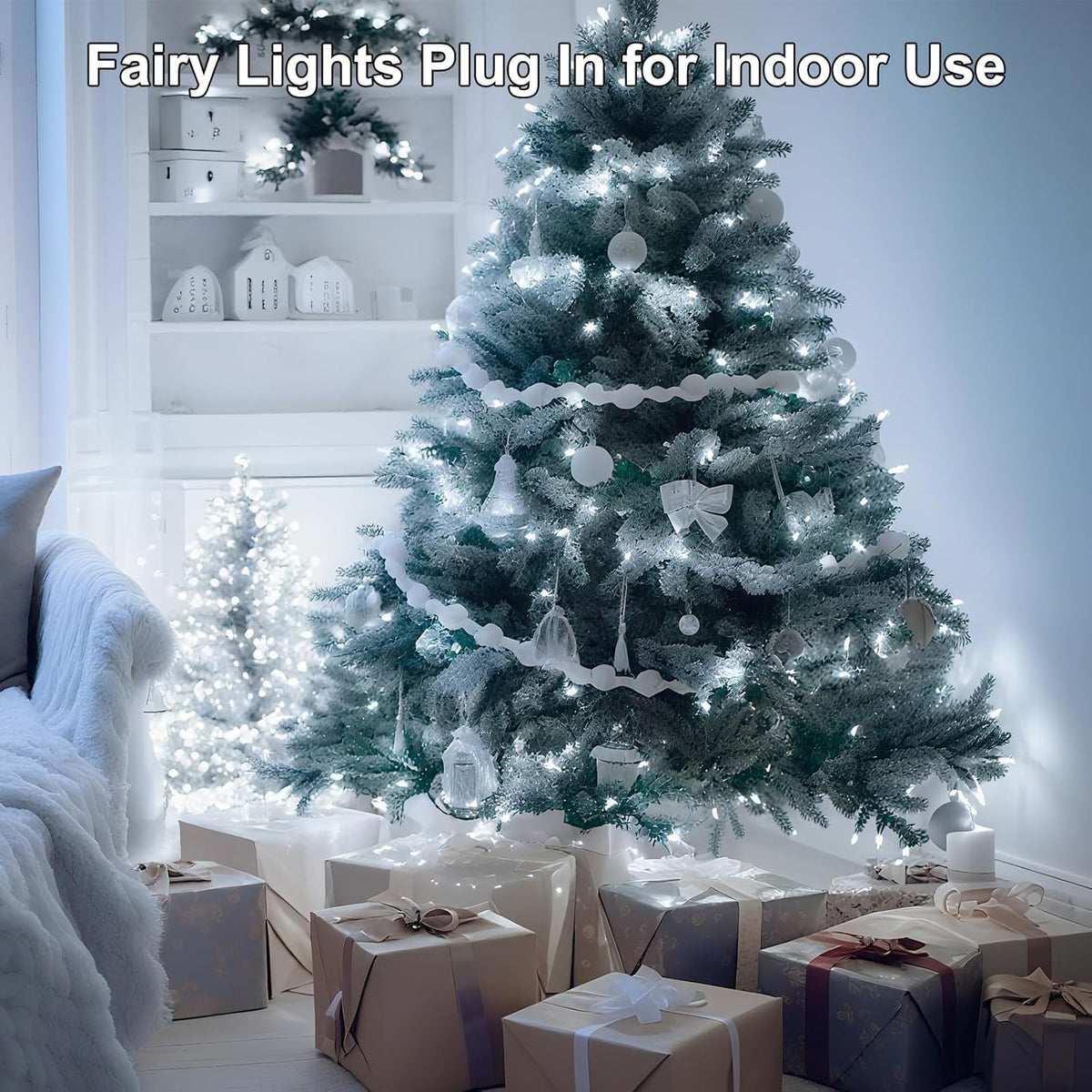 66FT 200LED Christmas Lights Plug in,Connectable Fairy Lights with Plug/Timer/8 Modes, Christmas Tree Lights Lighting Outdoor Indoor Garden Party Wedding Christmas Tree Decoration(Cool White)