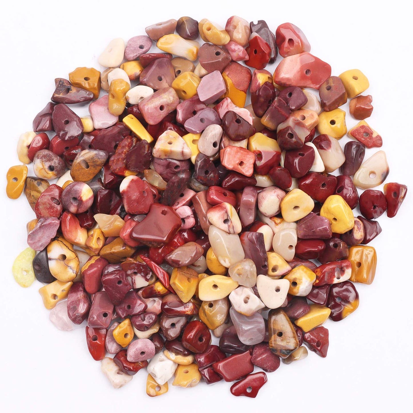 500 pcs Natural Chip Stone Beads, Mookaite 5-8 mm Irregular Gemstones Healing Crystal Loose Rocks Bead Hole Drilled for Jewelry Making Bracelet