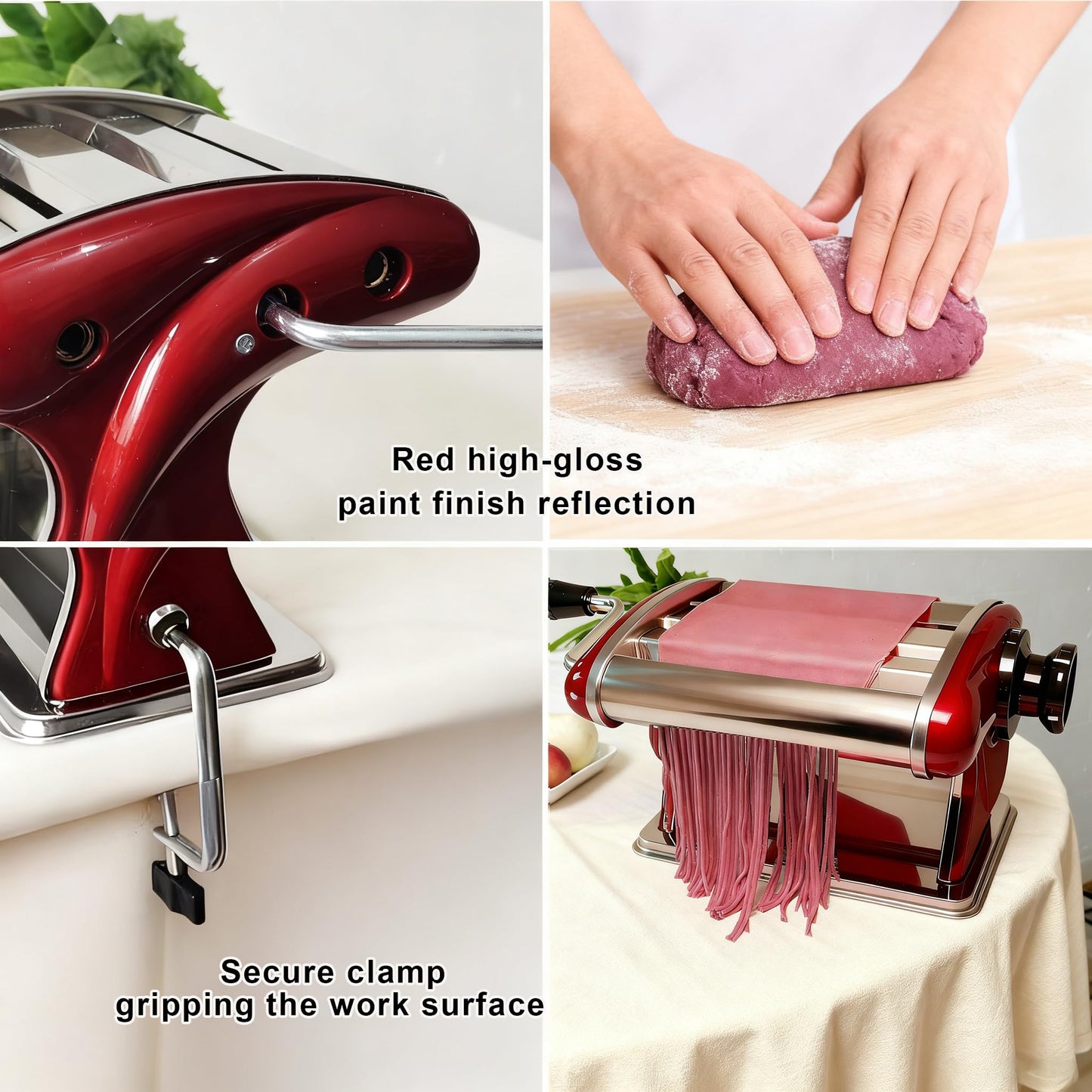 SHILINTONG Manual Pasta Maker Machine - Noodle Machine Dough Roller Hand Crank,No Disassembled-2/4mm Width Noodle/0.3-5mm Thickness Dough